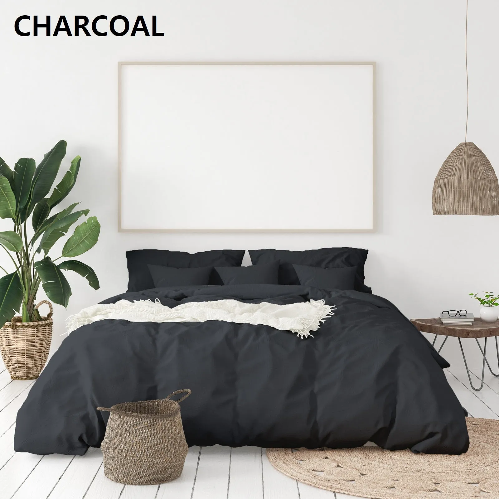 1000TC Bamboo Cotton Quilt Cover Set King Charcoal - Royal Comfort