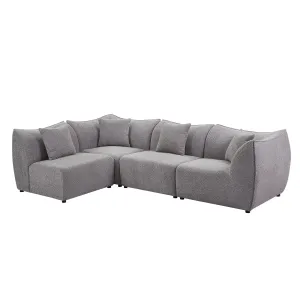 145" Modular Sectional Couch, 4-Seater Sofa, Convertible Comfy Couch for Living Room, Office, Grey