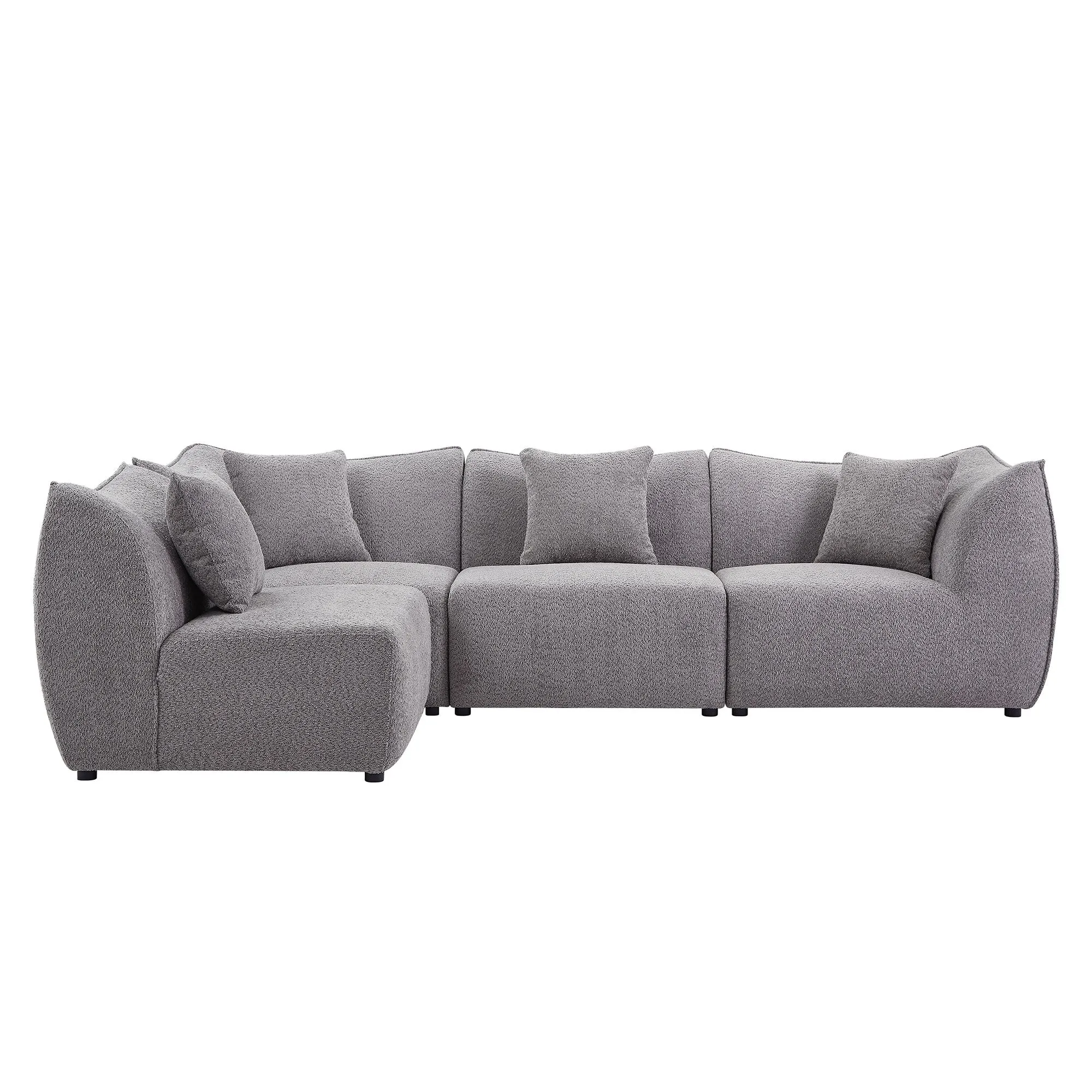 145" Modular Sectional Couch, 4-Seater Sofa, Convertible Comfy Couch for Living Room, Office, Grey