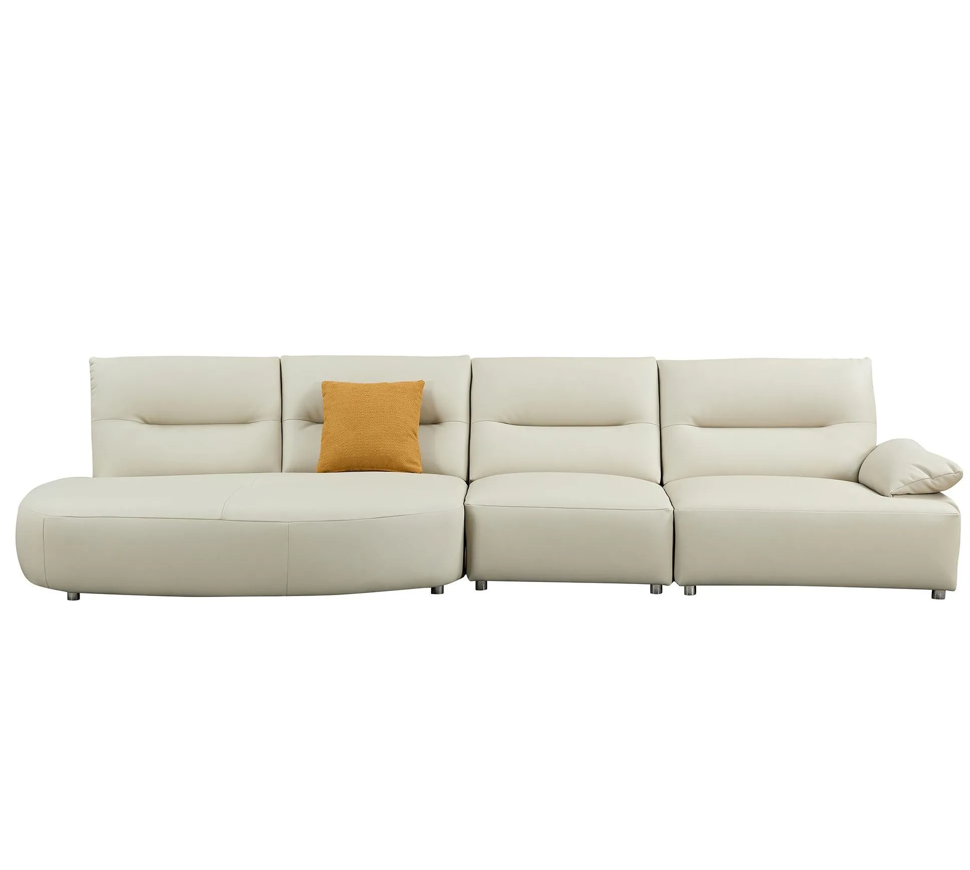 147.24'' Modern Curved Sectional Sofa, 5-Seat Eco-Leather Couch Set, Beige