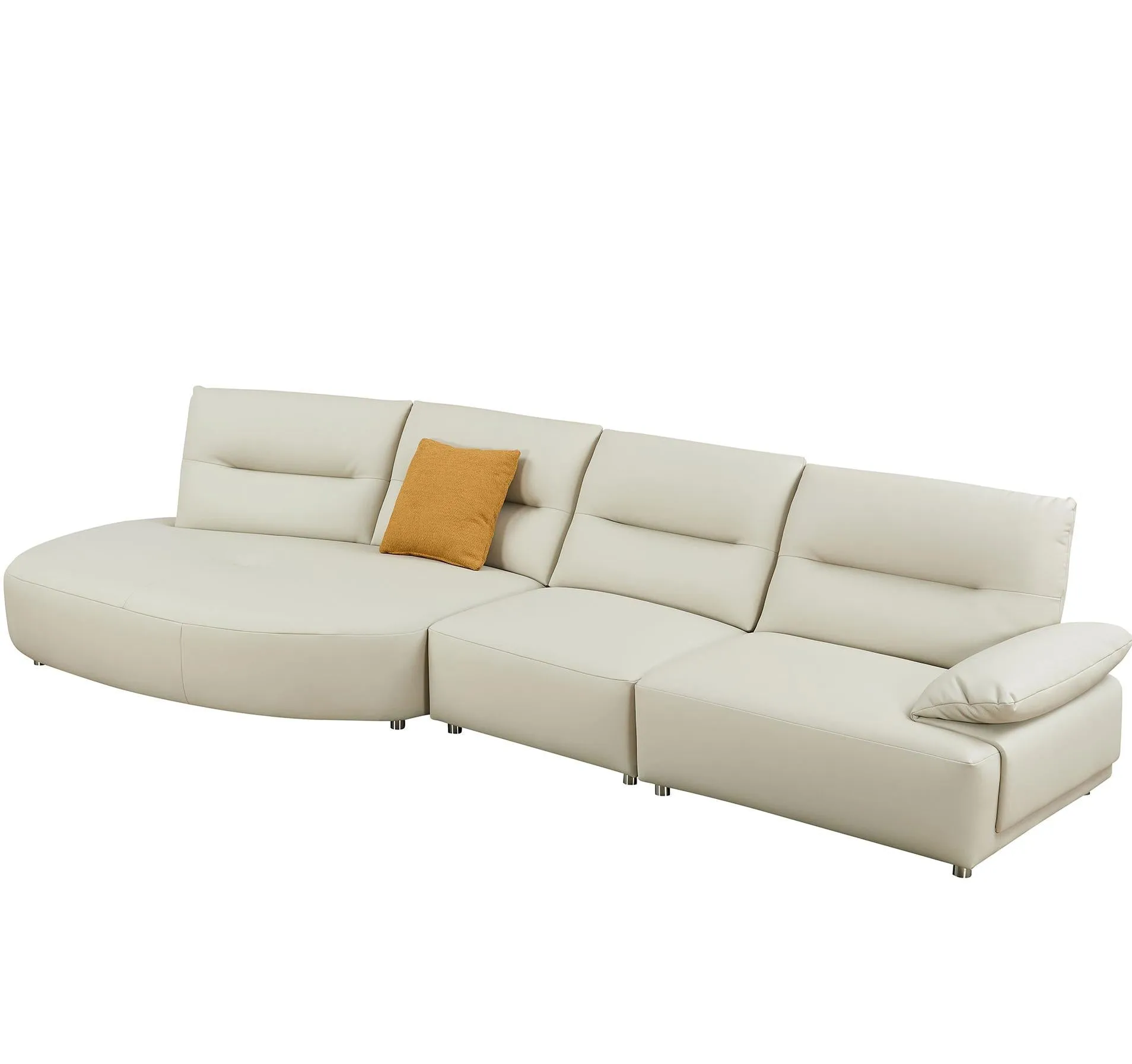 147.24'' Modern Curved Sectional Sofa, 5-Seat Eco-Leather Couch Set, Beige