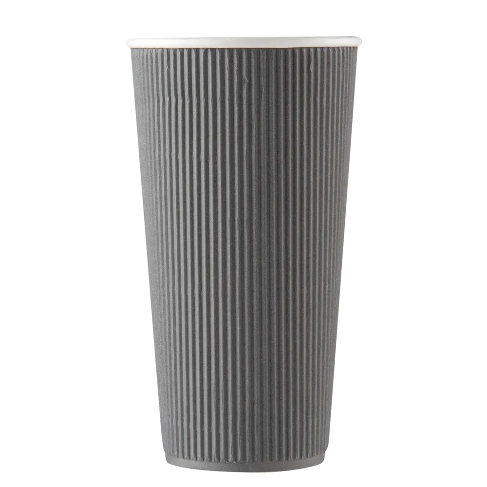 20 oz Gray Paper Coffee Cup - Ripple Wall - 3 1/2" x 3 1/2" x 6 1/4" - 10 count box