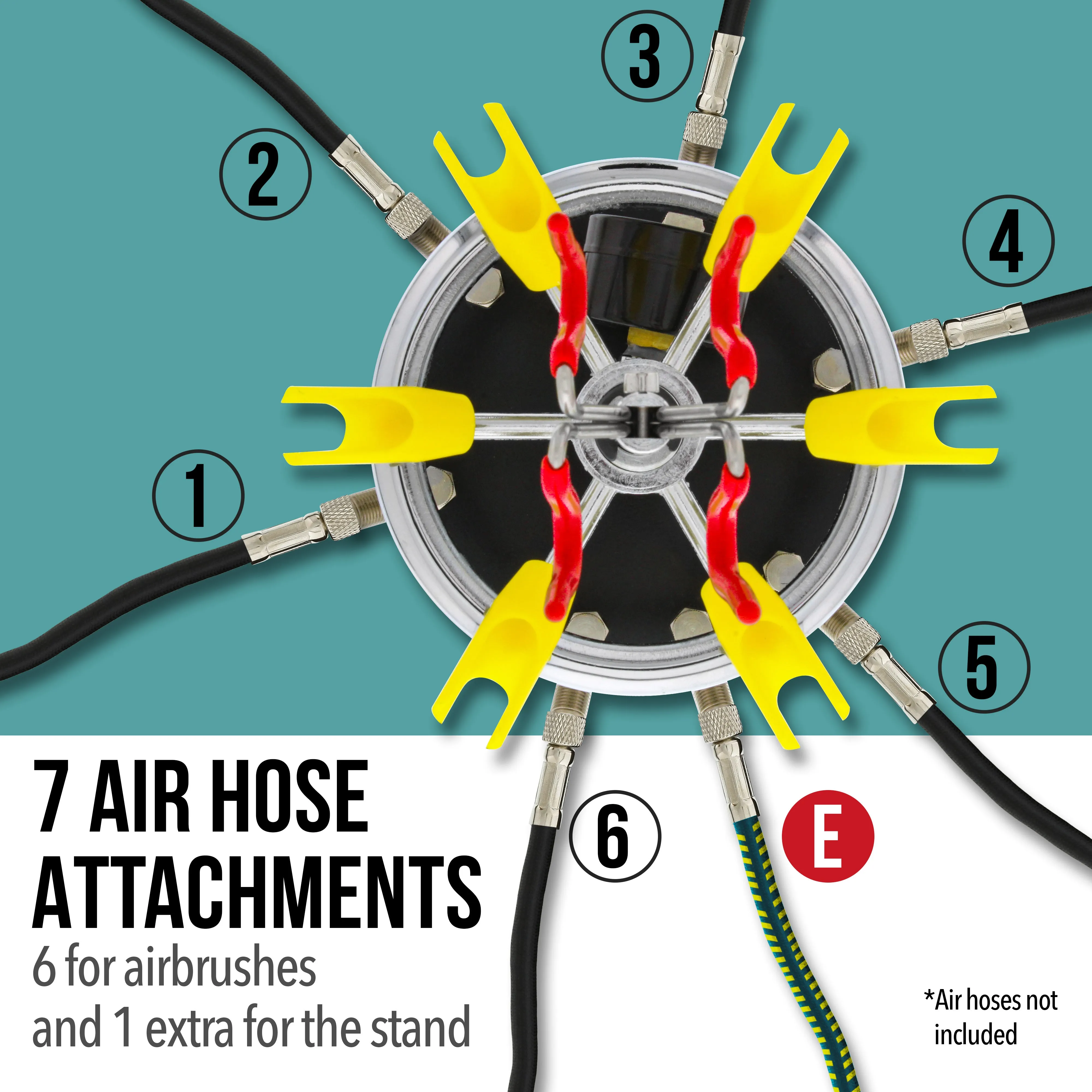 6 Station Airbrush Holder with Regulated Air Manifold that Can Hold Up to 8 Airbrushes