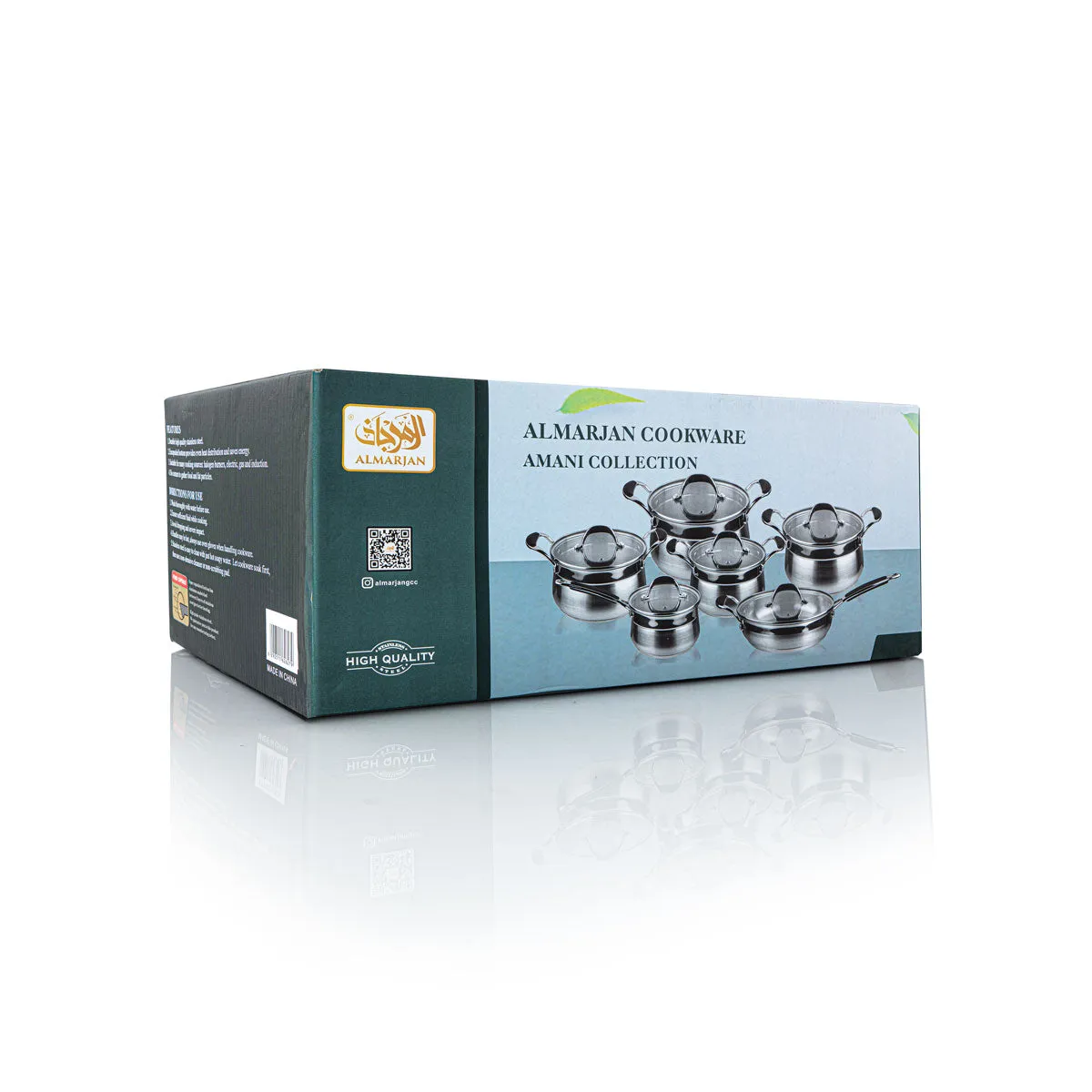 Almarjan 6 Pieces Amani Collection Stainless Steel Cookware Set - STS0010804