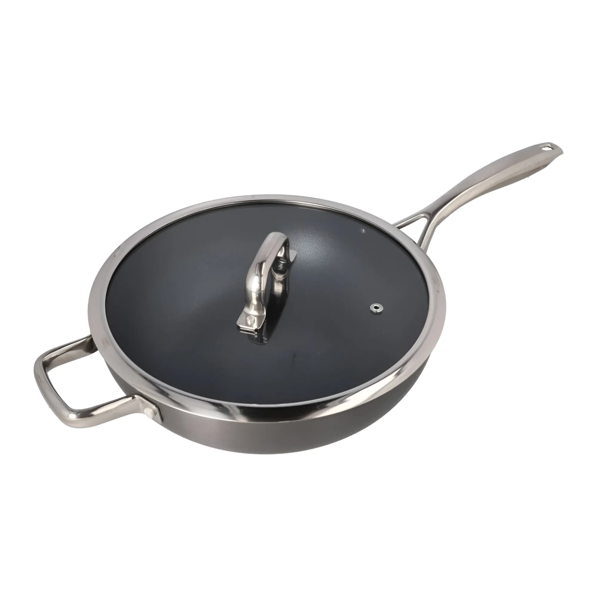 Aluminum Non-Stick Frying Pan With Looped Handle And Glass Lid W001-28