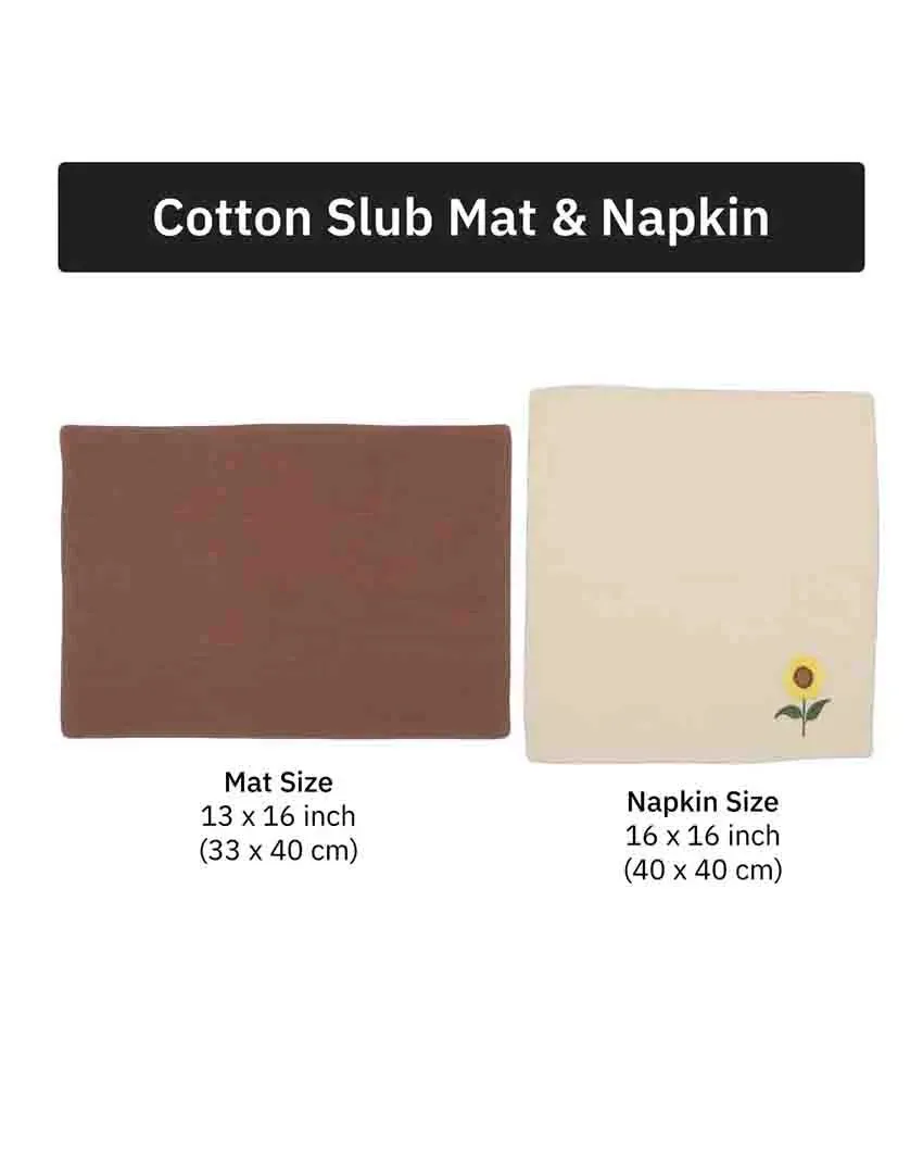 Amber Sunflower Cotton Slub Napkins & Mats Combo