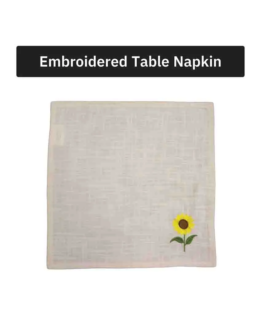 Amber Sunflower Cotton Slub Napkins & Mats Combo