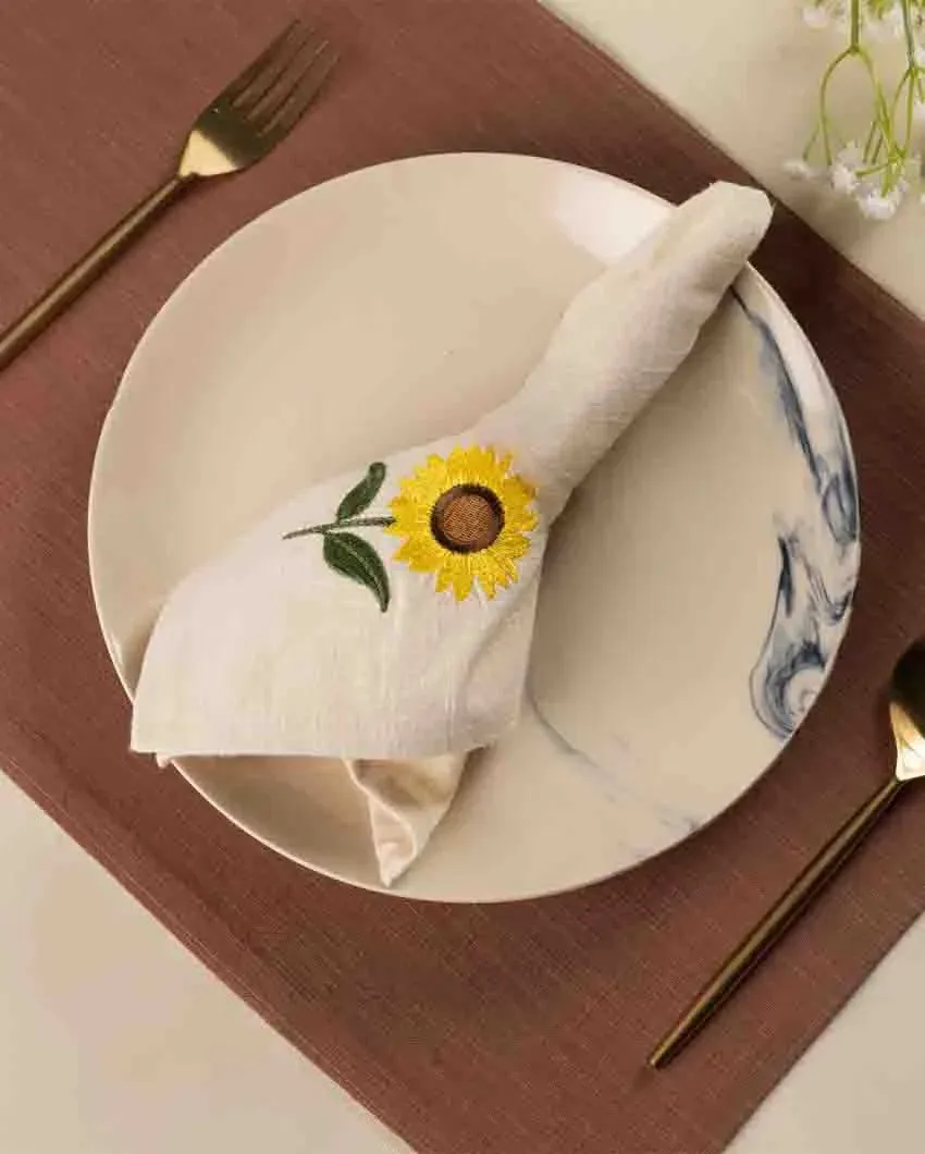 Amber Sunflower Cotton Slub Napkins & Mats Combo