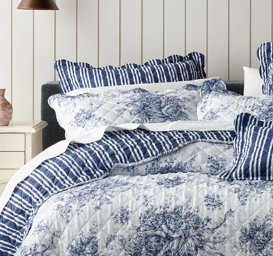 Amorette 5-7 Piece Bedspread Set Range Blue