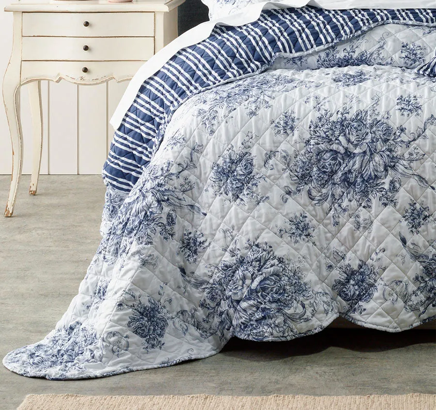 Amorette 5-7 Piece Bedspread Set Range Blue