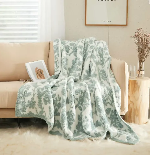 Artisan Cozy Knit Throw Blanket 60" x 70" Seafoam Green and White