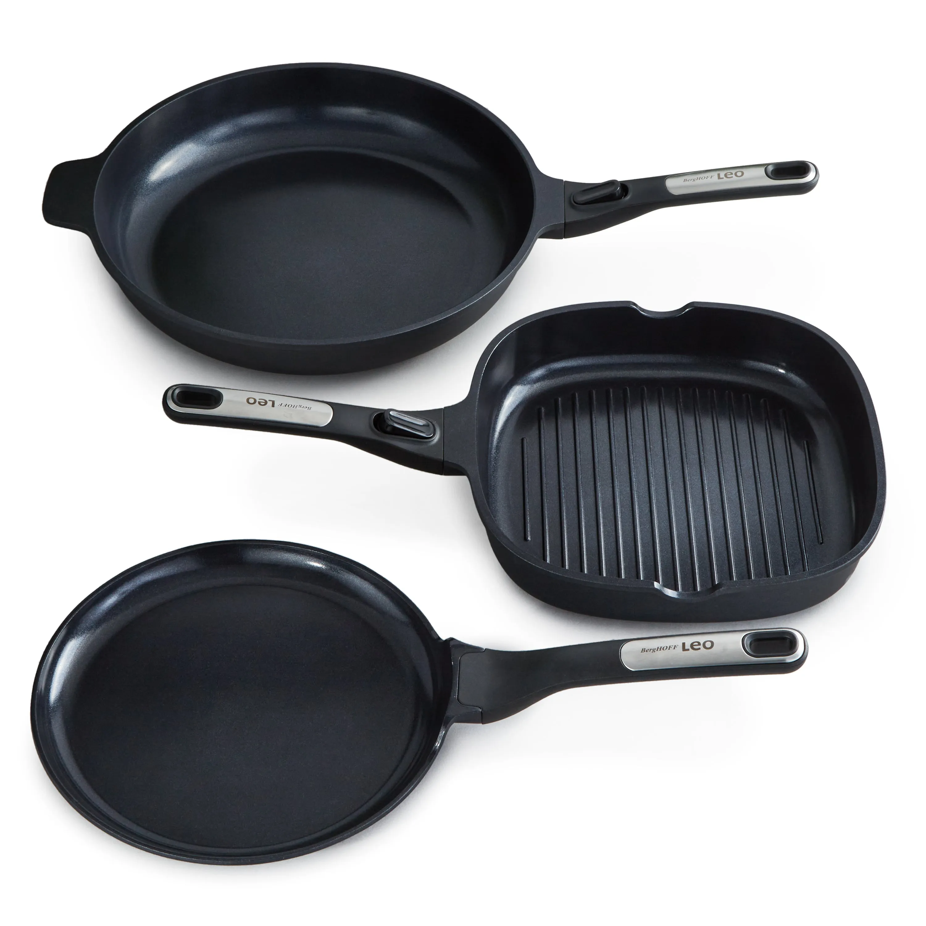 BergHOFF Leo Phantom 3pc Nonstick Ceramic Cookware Set, Recycled