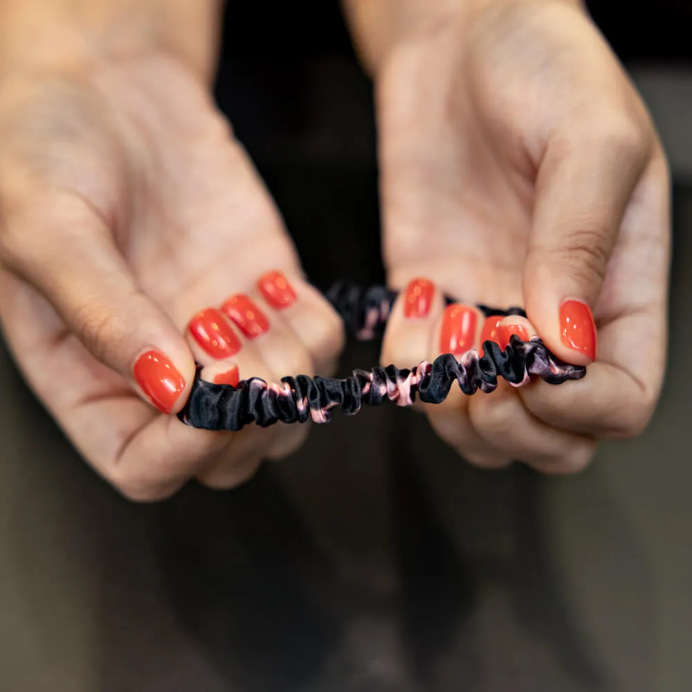 Blissy Skinny Scrunchies - Rose Black Marble