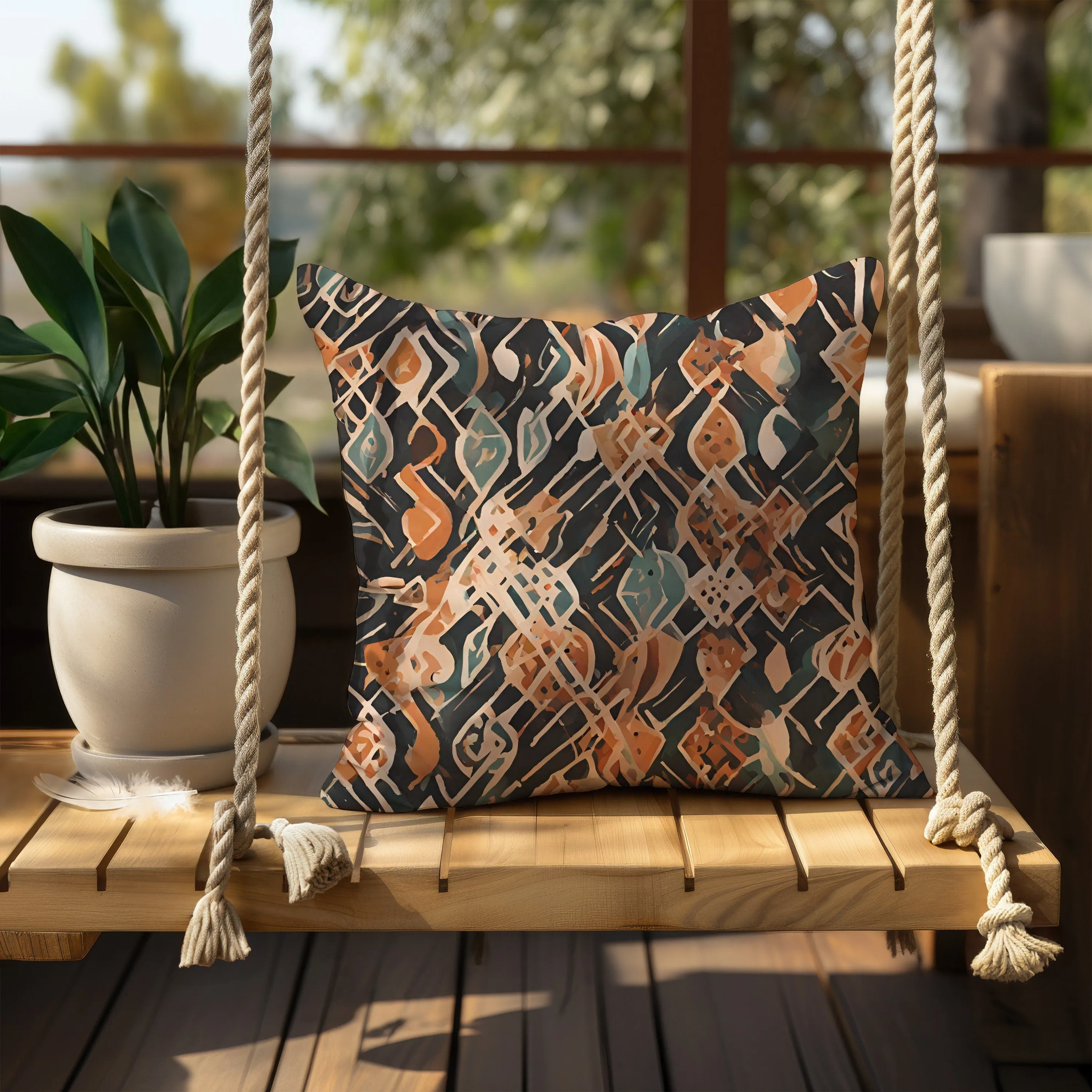 Boho Style Patterned Throw Pillow