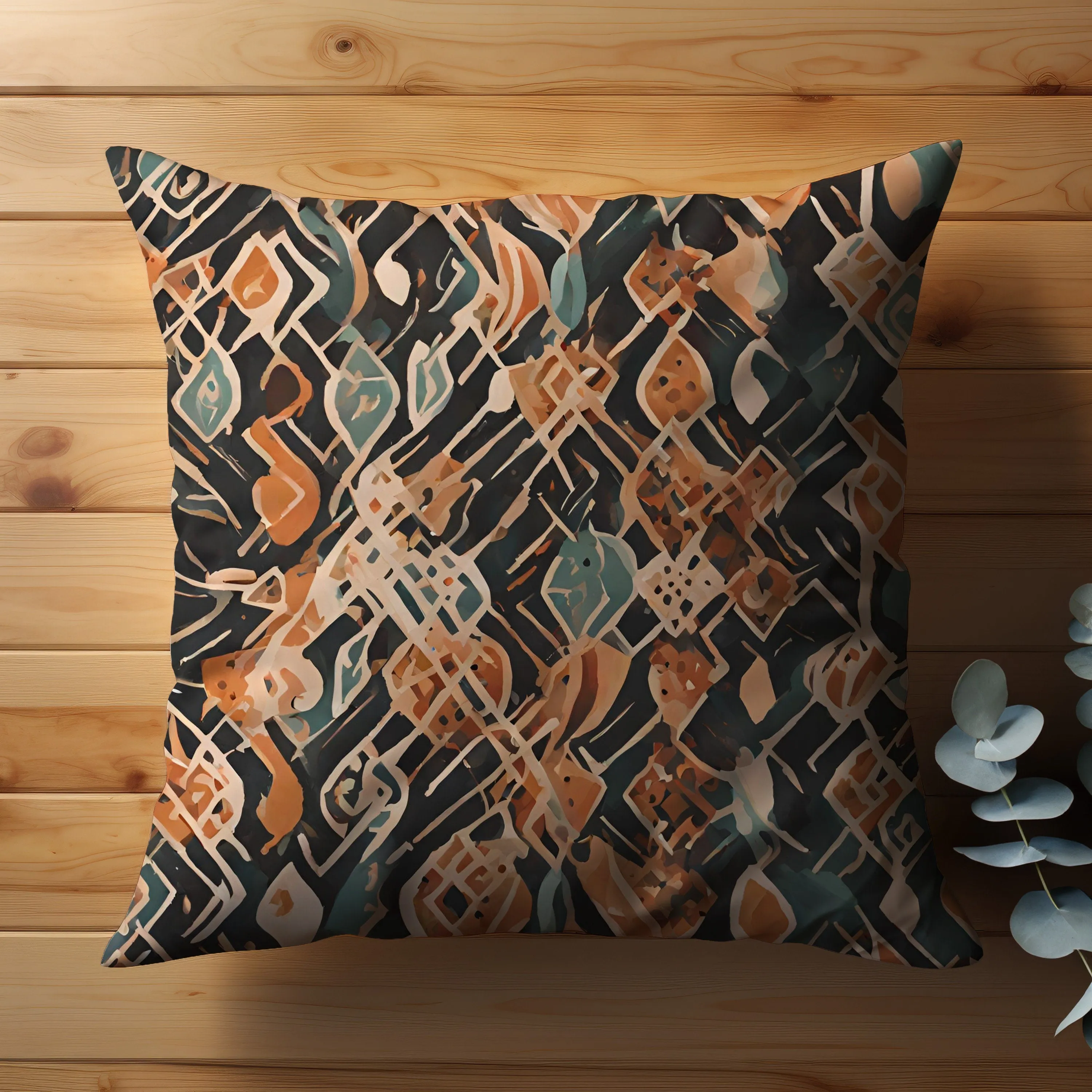 Boho Style Patterned Throw Pillow