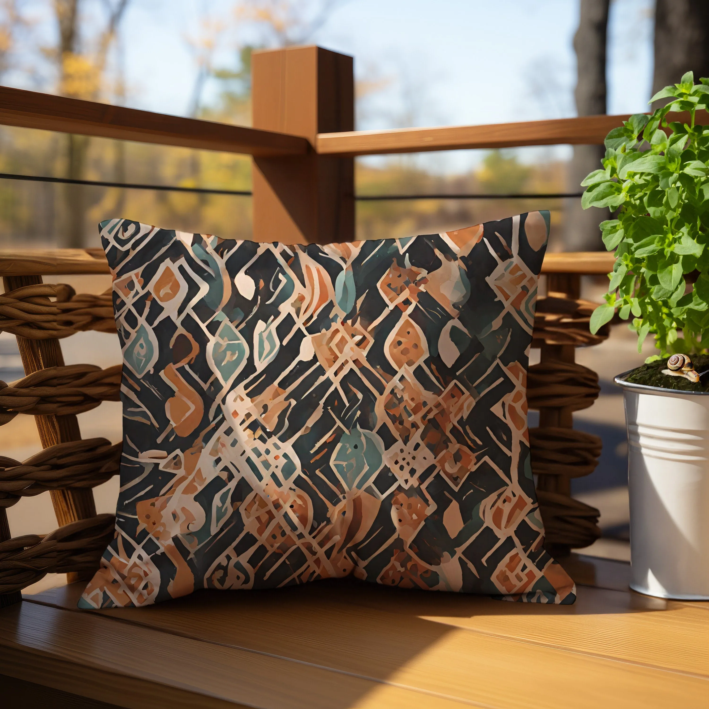 Boho Style Patterned Throw Pillow