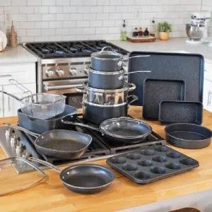 Complete Cookware Set - 20pc Granite Stone Pots And Pans Set