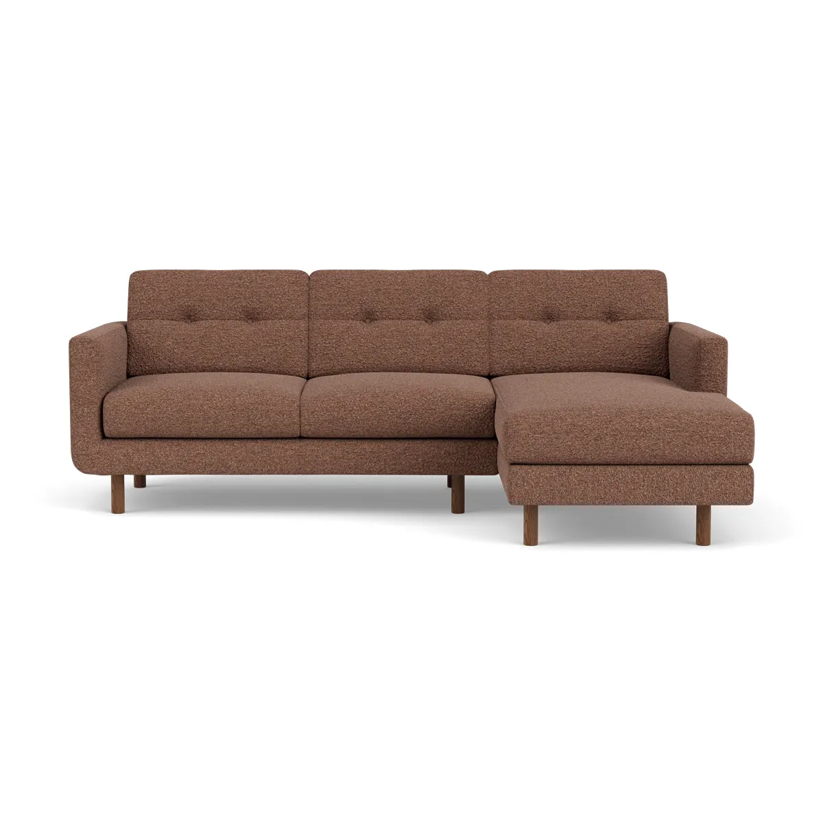 Conrad Boucle Right Chaise Sofa (Walnut Natural, Rust)