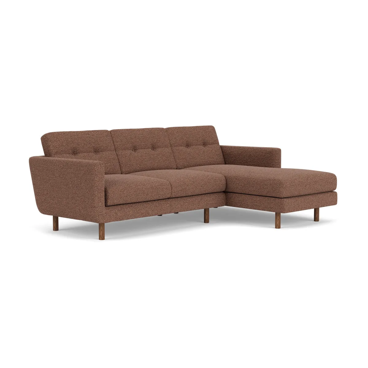 Conrad Boucle Right Chaise Sofa (Walnut Natural, Rust)