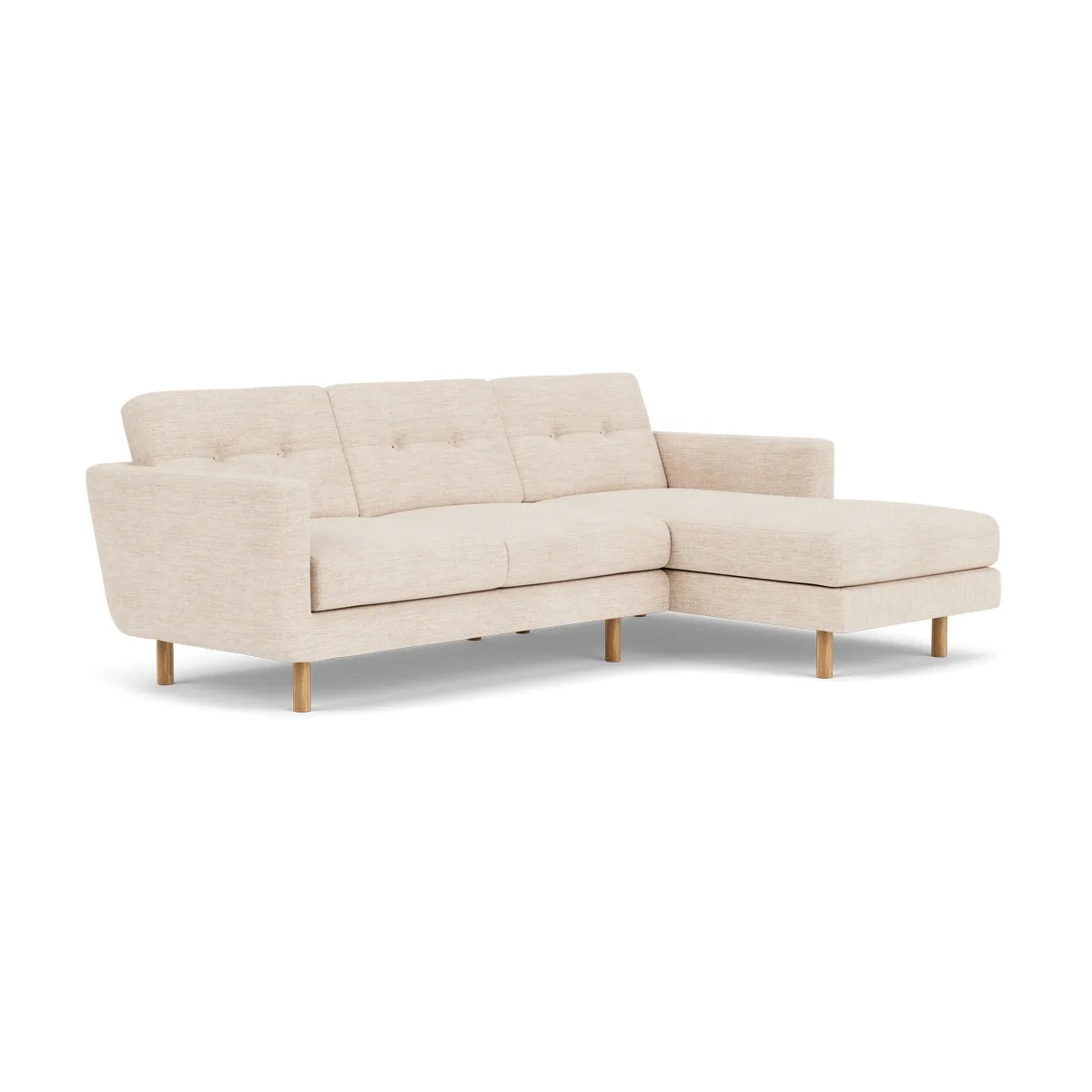 Conrad Fabric Right Chaise Sofa (Oak, Vega Cream)