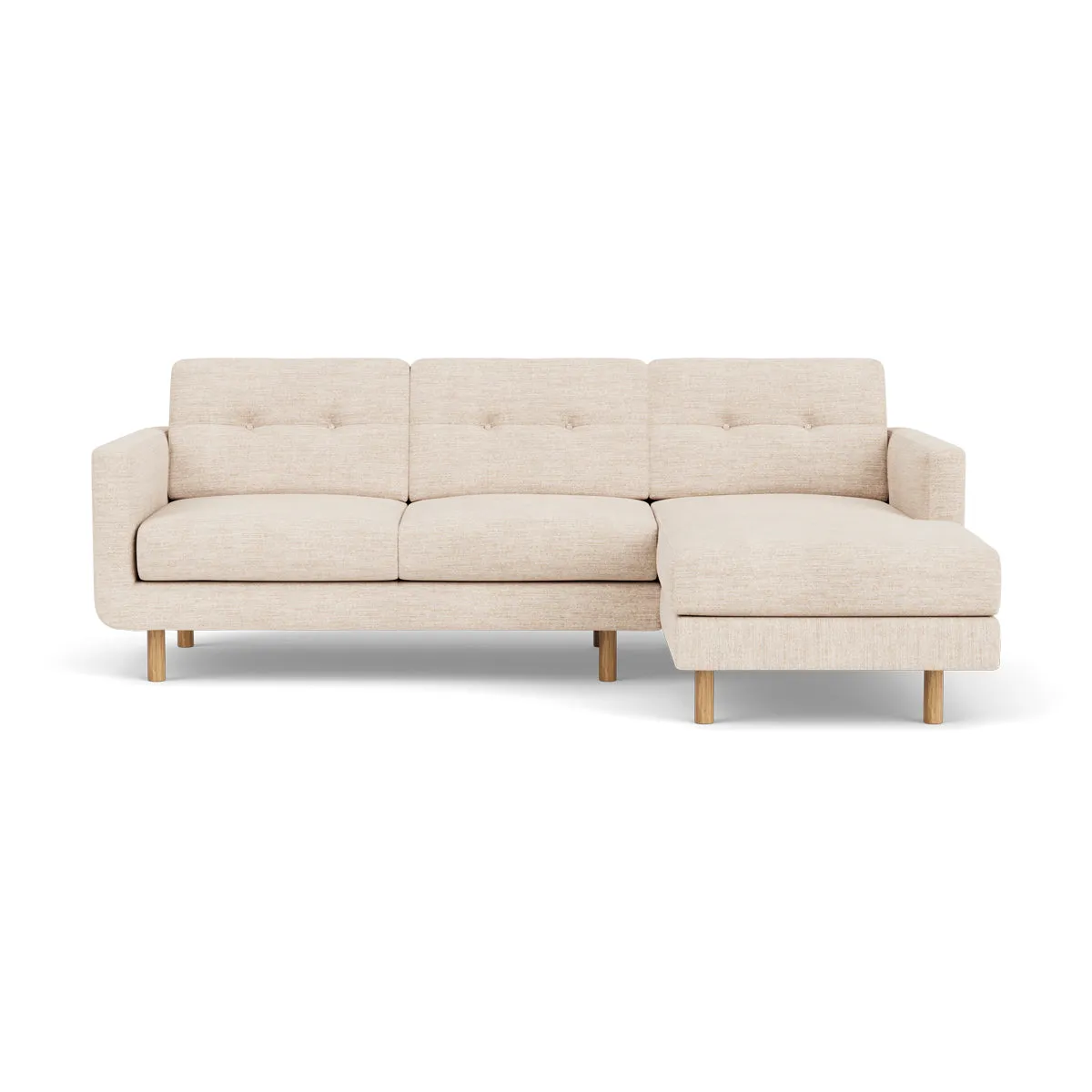 Conrad Fabric Right Chaise Sofa (Oak, Vega Cream)