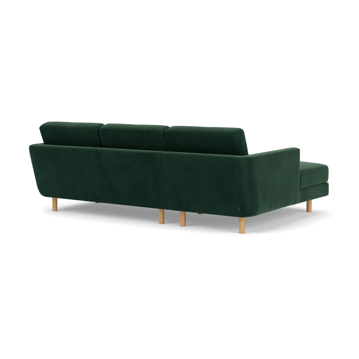 Conrad Velvet Left Chaise Sofa (Oak, Lux Dark Green)