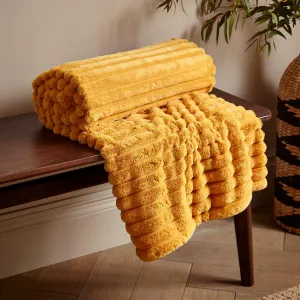 Cosy Ribbed Throw Mustard