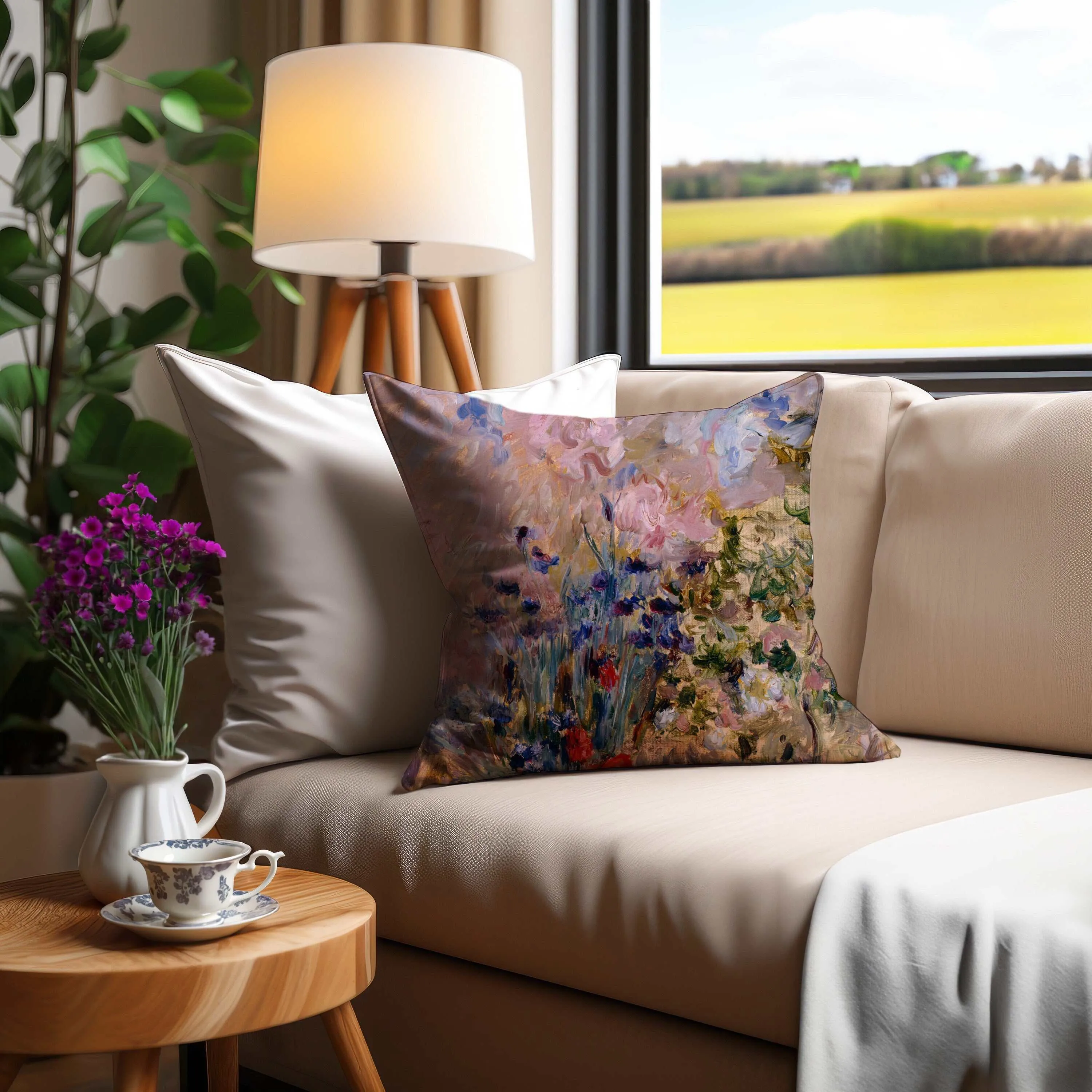 Cozy Comfort Flowers Throw Pillow