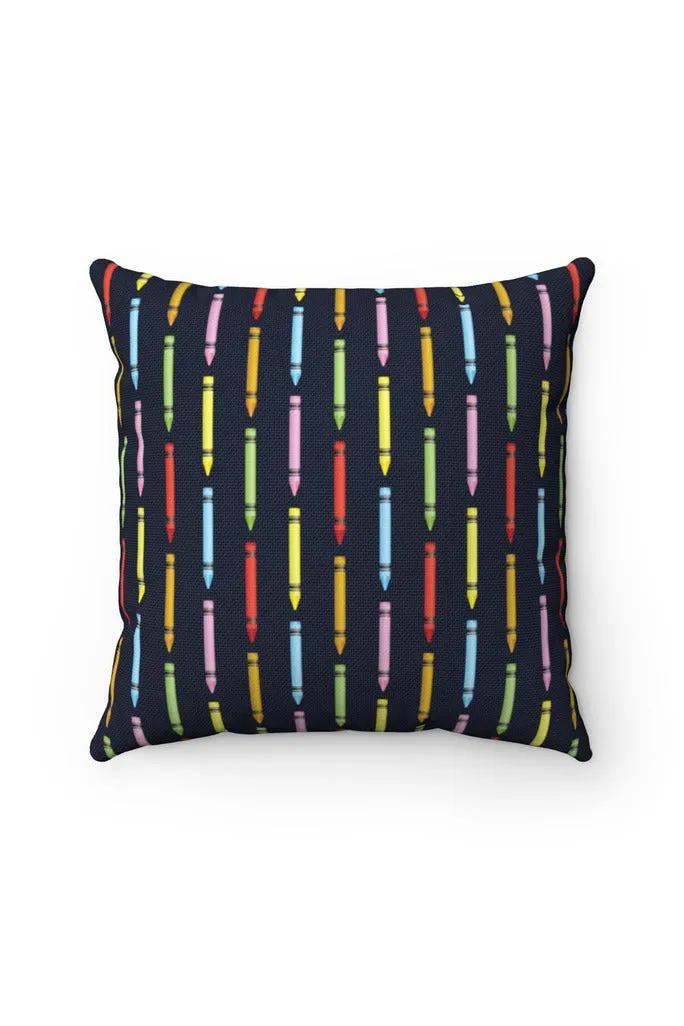 Crayon Colors Spun Polyester Square Pillow