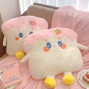 Cute Cartoon Strawberry Cherry Toast Pillow