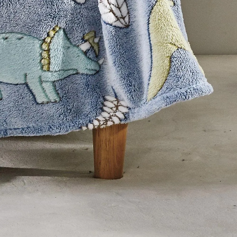 Dino Friends Micro Plush All Season Throw Blanket 50" X 60" Light Blue by Plazatex