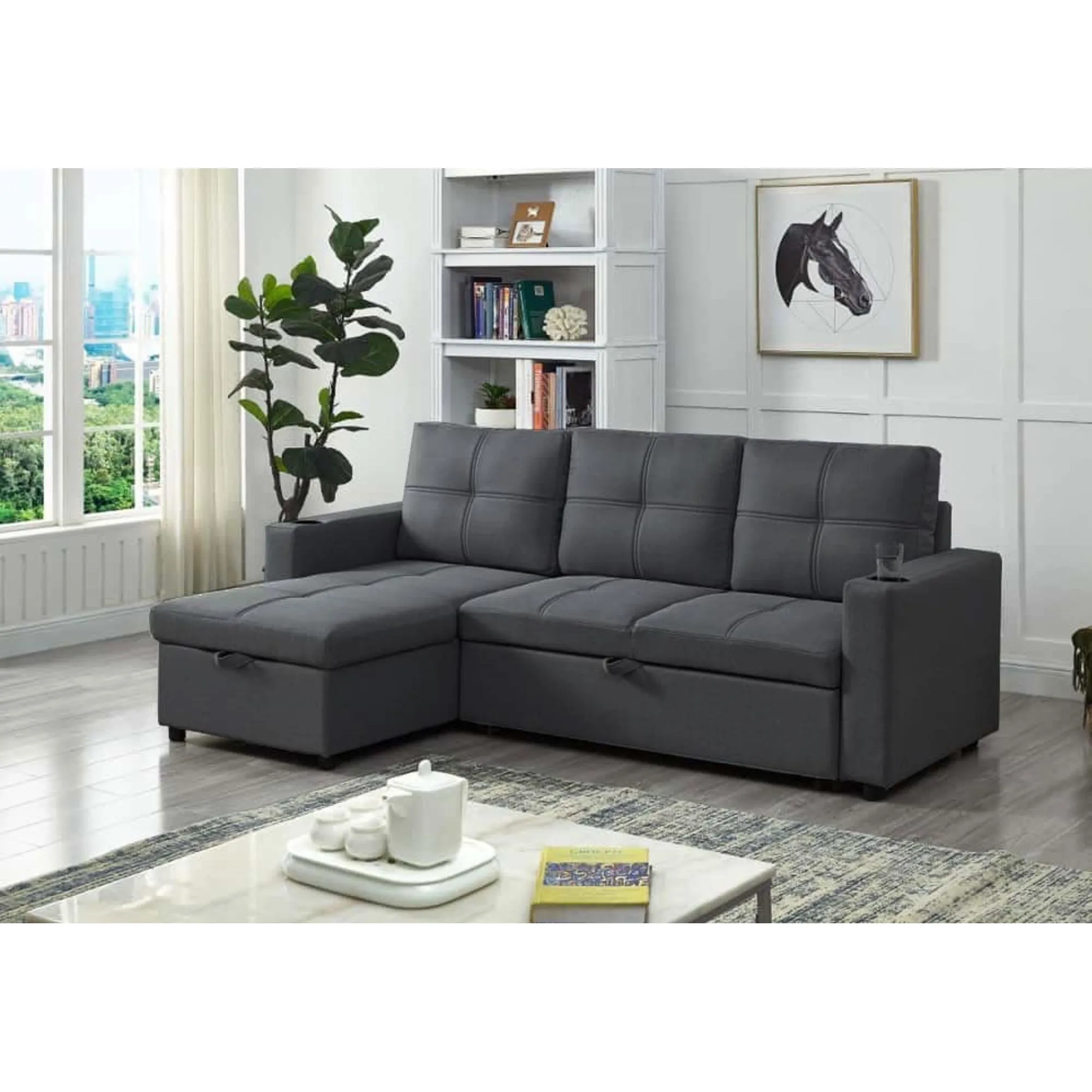 Divergent Sectional Sleeper Sofa in Dark Gray