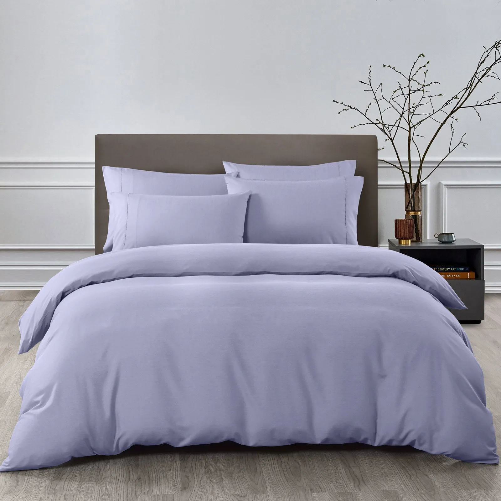 DOUBLE 2000TC Bamboo Cooling Quilt Cover Set - Lilac Grey