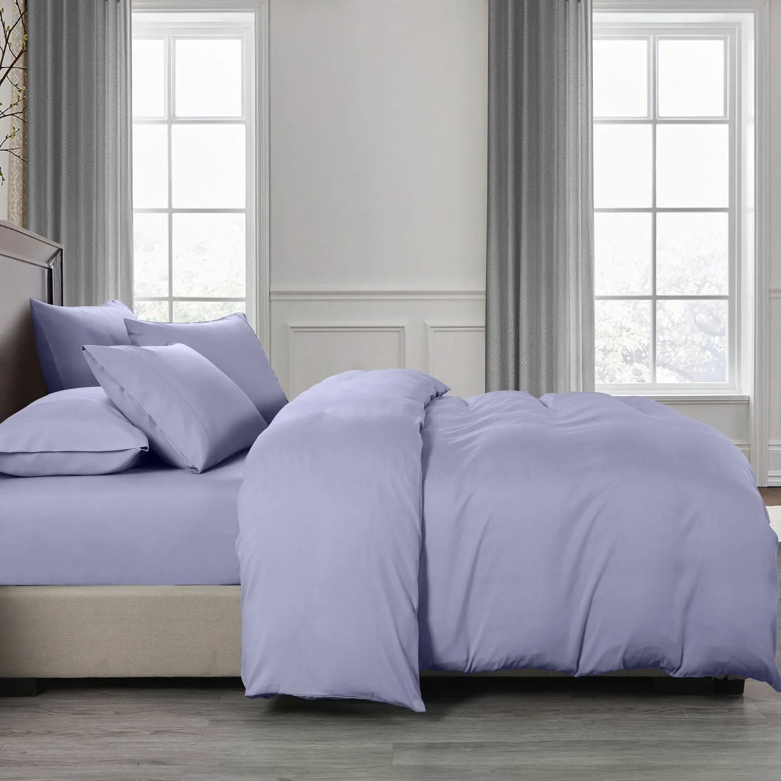 DOUBLE 2000TC Bamboo Cooling Quilt Cover Set - Lilac Grey