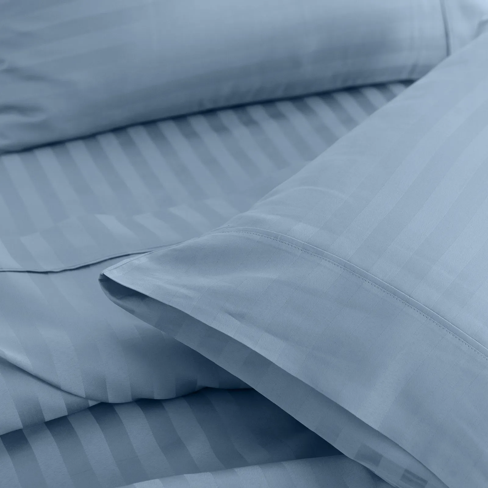 Double Kensington 1200TC Cotton Sheet Set Stripe - Chambray Blue