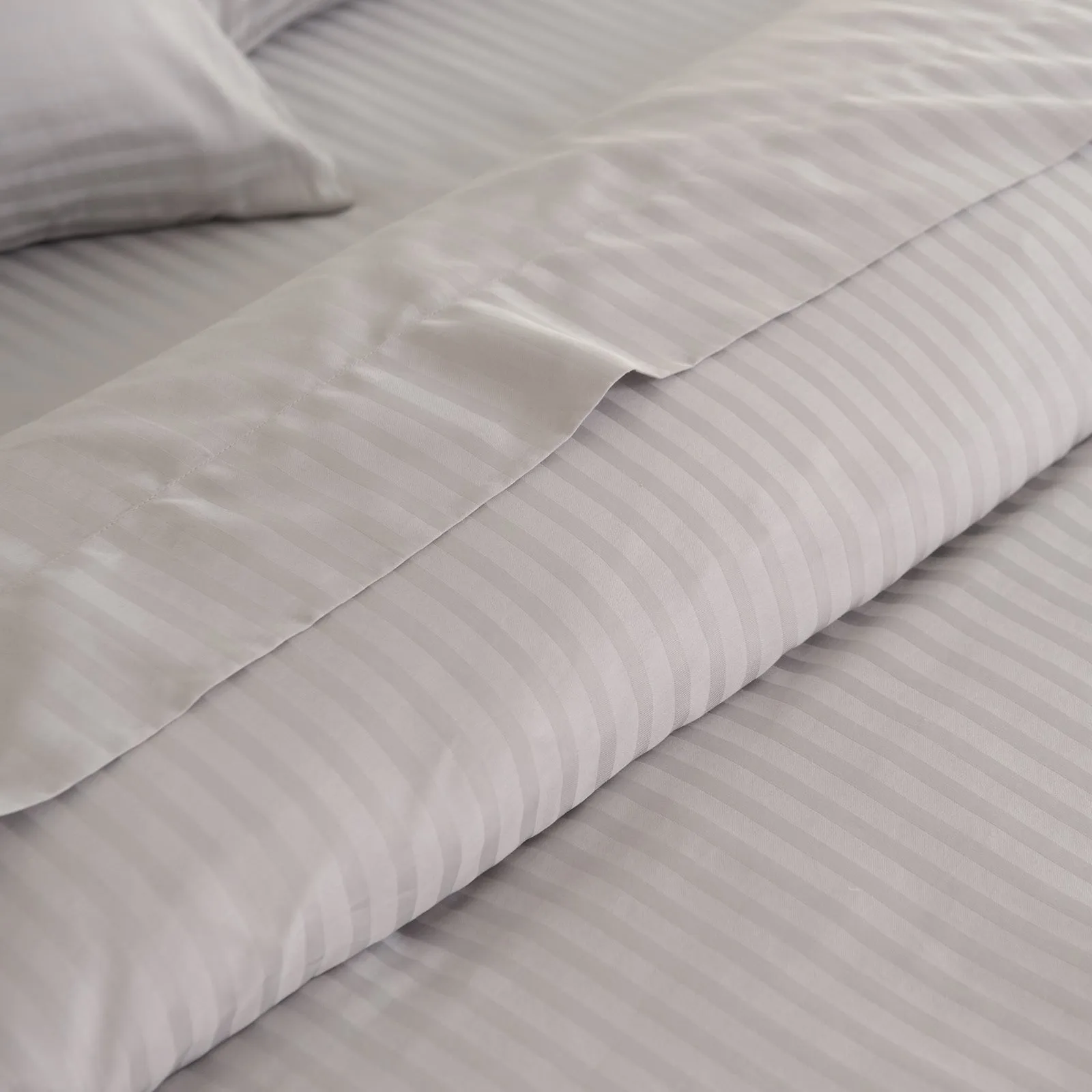 Double Kensington 1200TC Cotton Sheet Set Stripe - Silver Grey