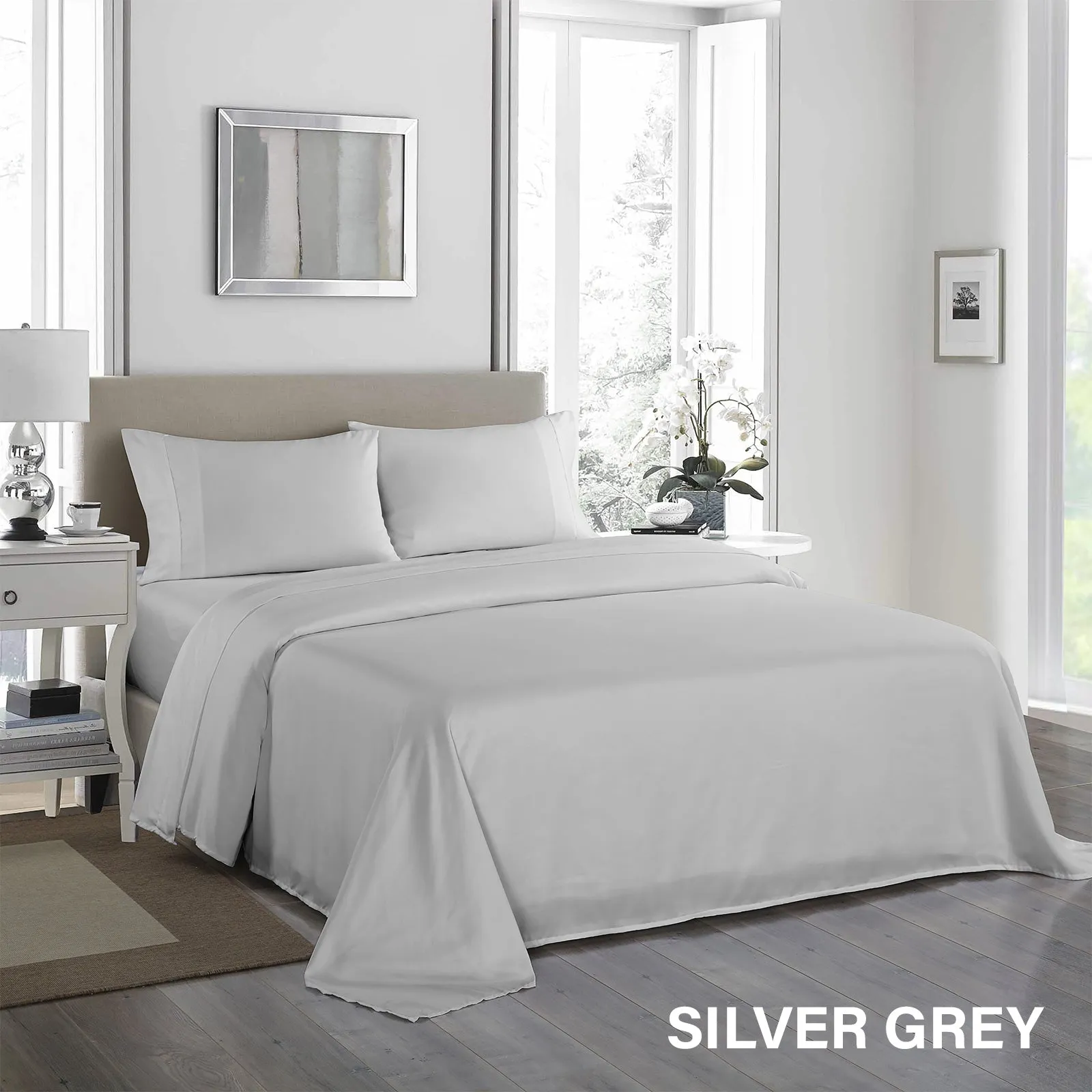 Double Royal Comfort 1200TC Ultrasoft 4-Piece Sheet Set - Silver