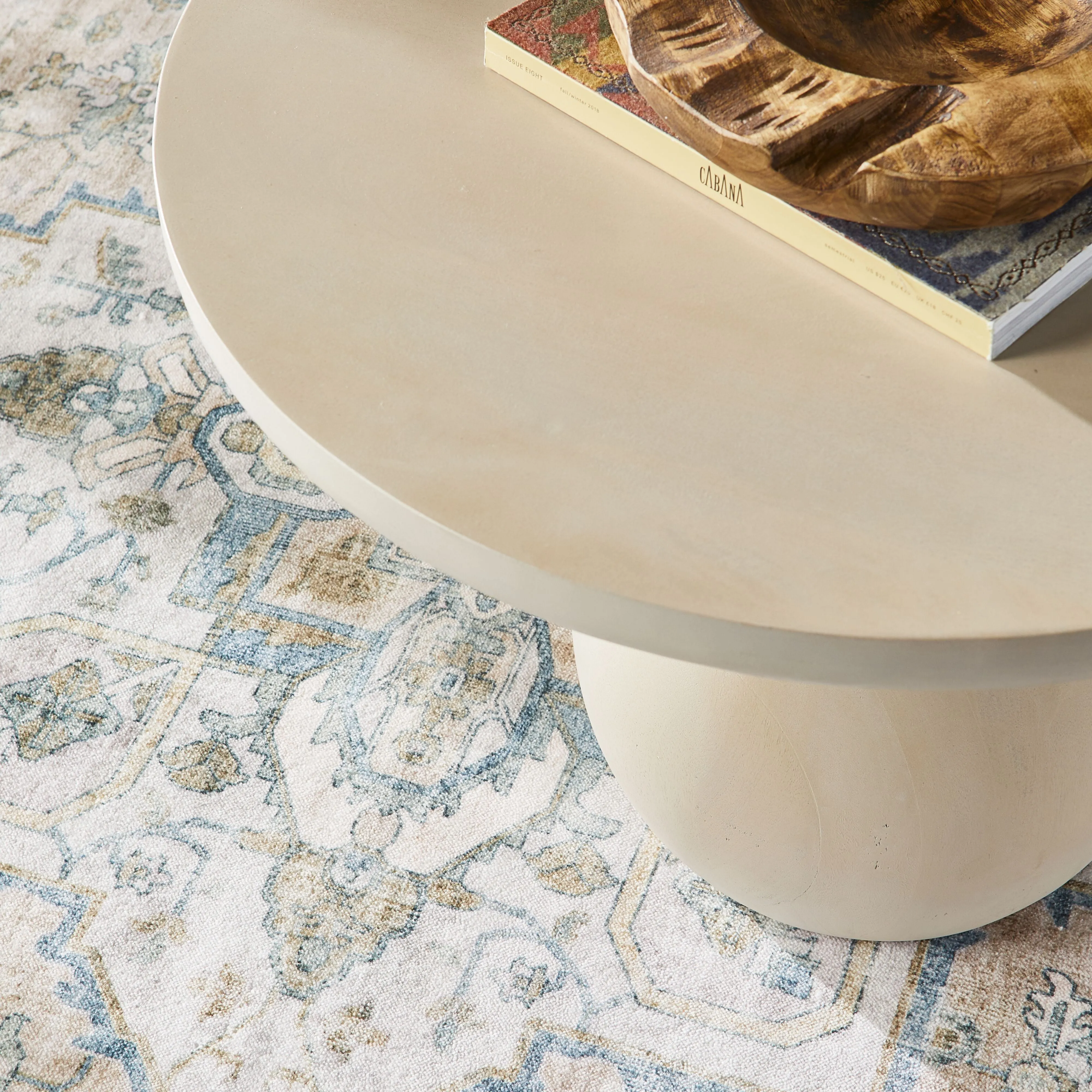 Fen Round Coffee Table White Wash 70 x 50 x 70cm