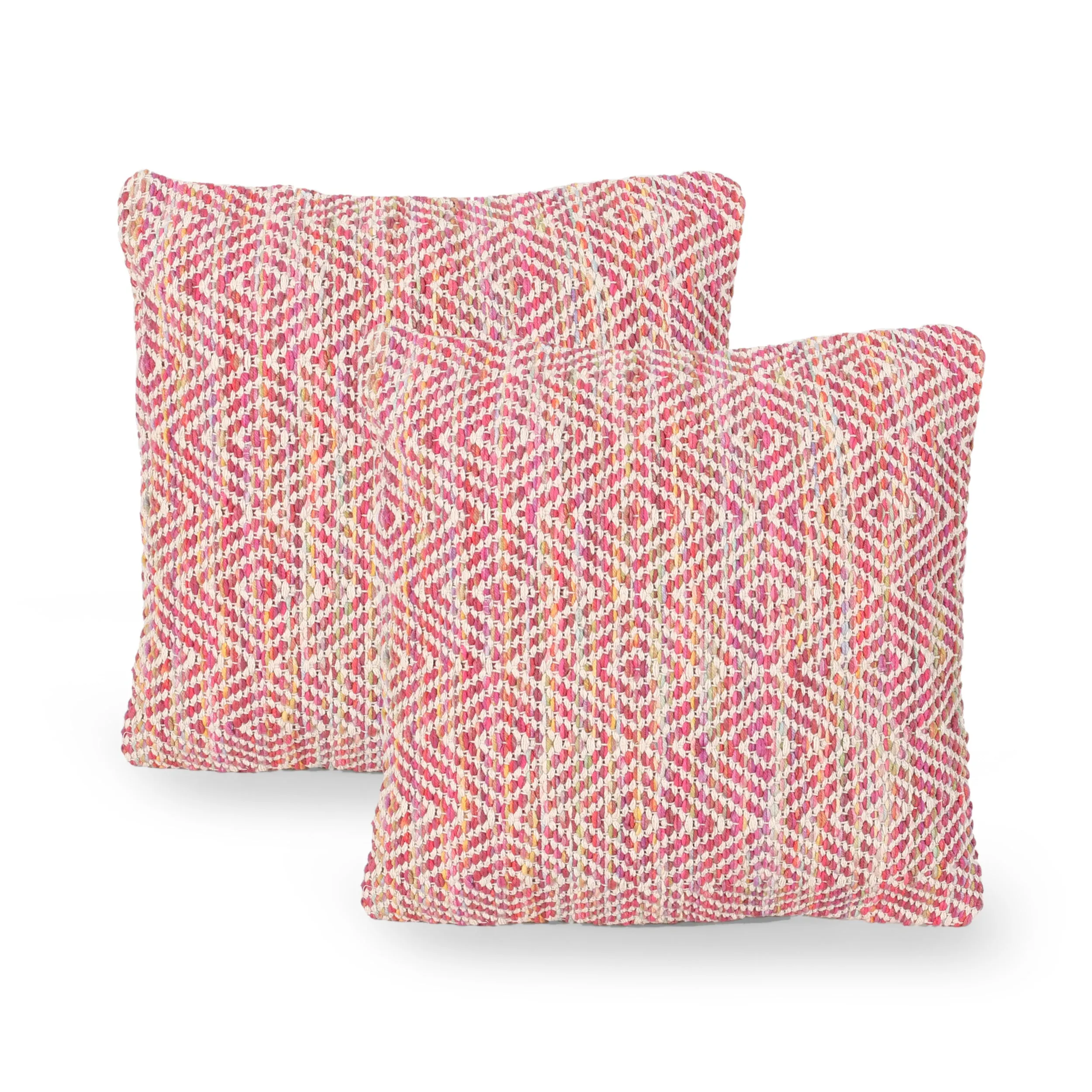 Fiona Boho Cotton Throw Pillow (Set of 2), Multicolor