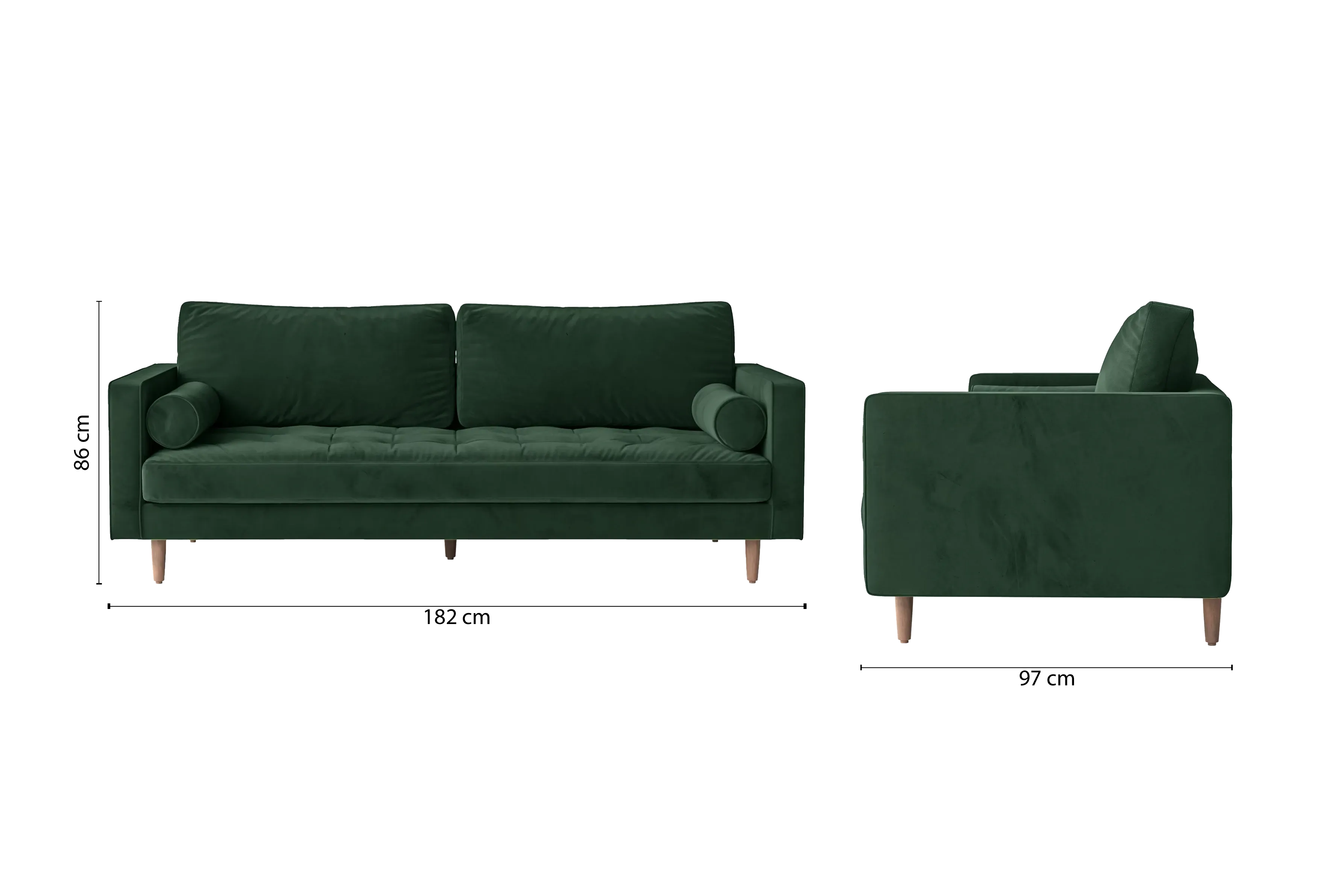 Gela 2 Seater Sofa Green Velvet