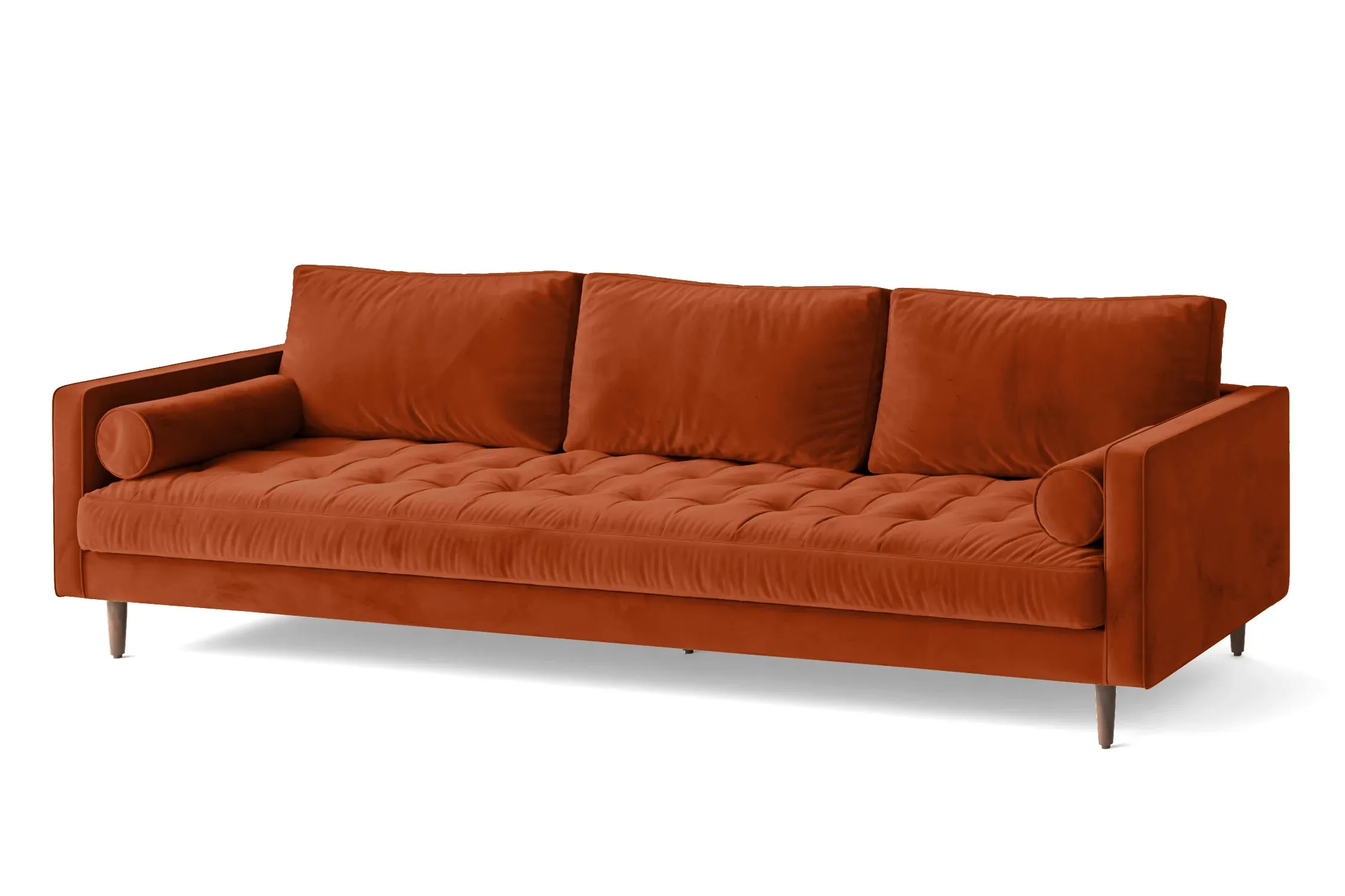 Gela 4 Seater Sofa Orange Velvet