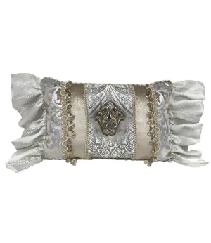 Glam Decorative Pillow Rectangle Silver and Off White