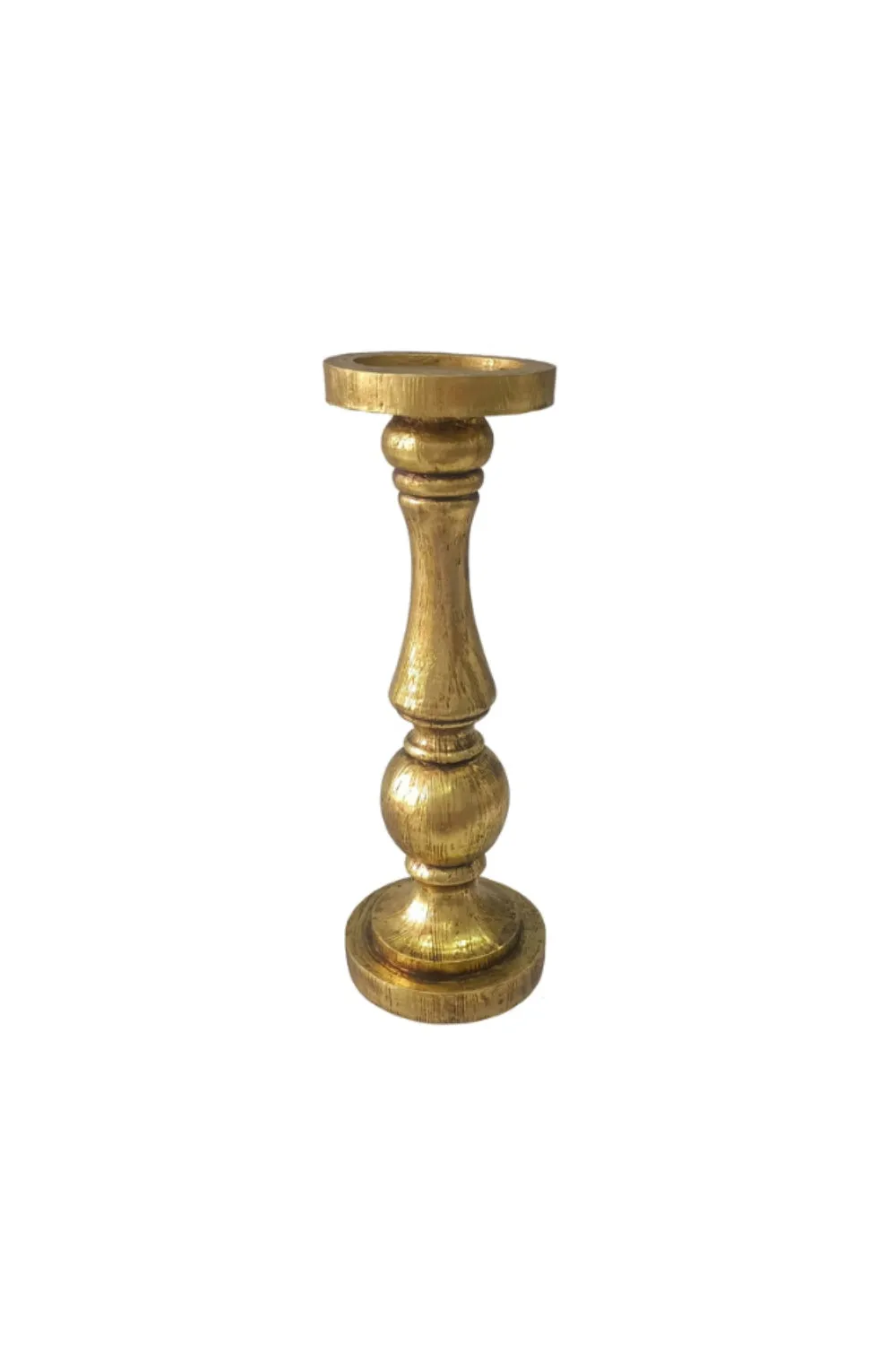 GOLD RESIN CANDLE PILLAR SMALL