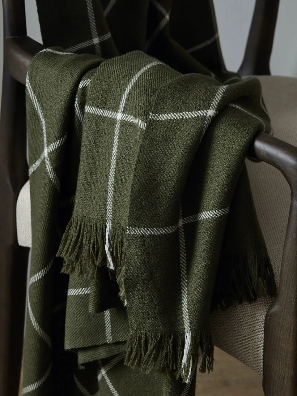 Green Check Wool Throw