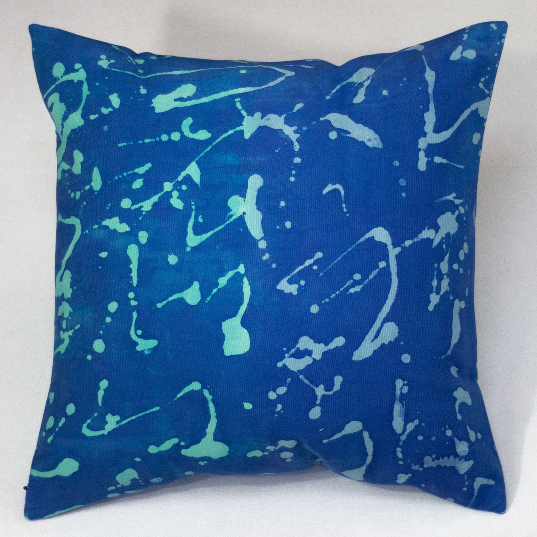 Hand Painted Accent Pillow Cover - Blue Lightning