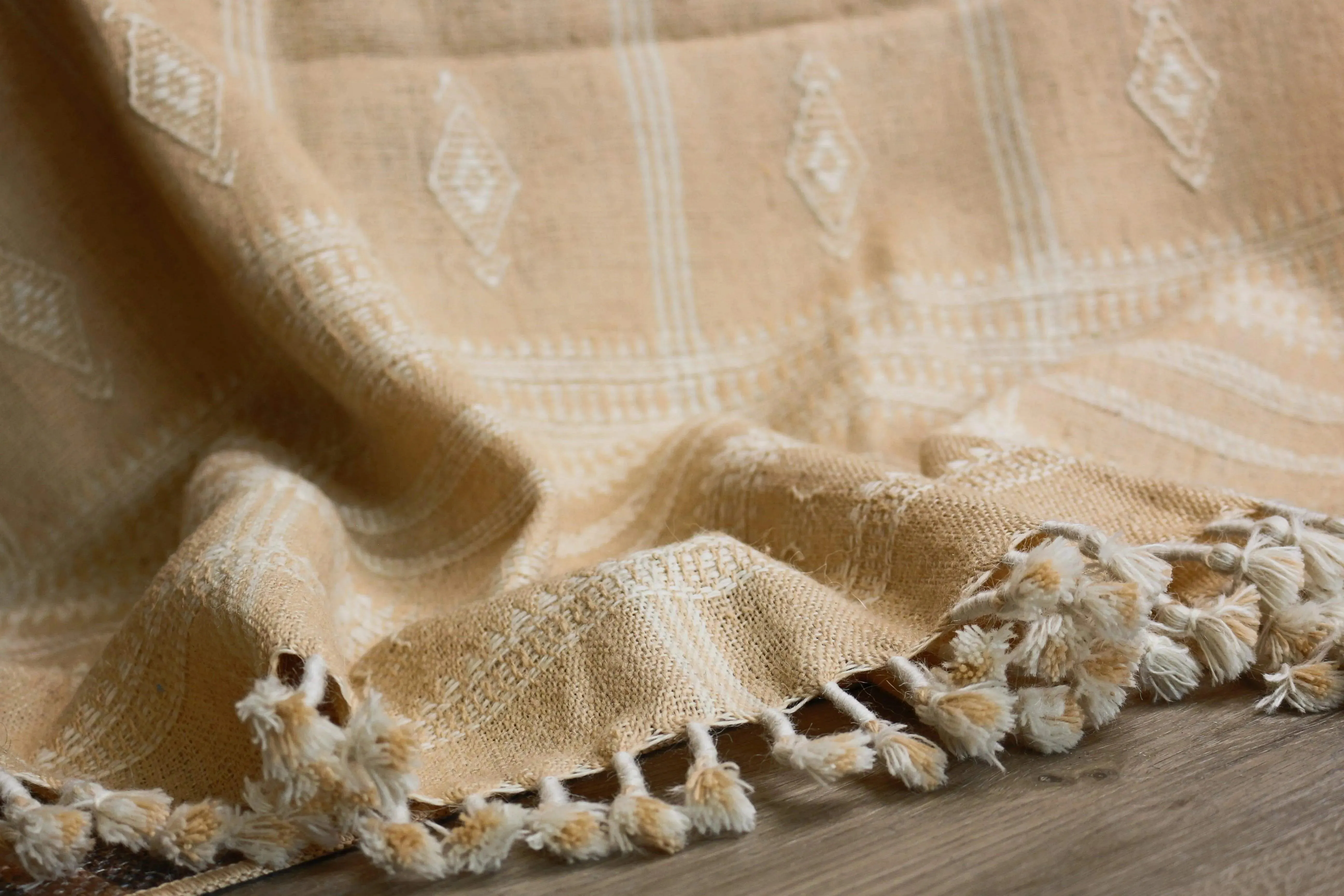 Handwoven Vintage Bhujodi Bed Throw - Rustic - 40 X 90