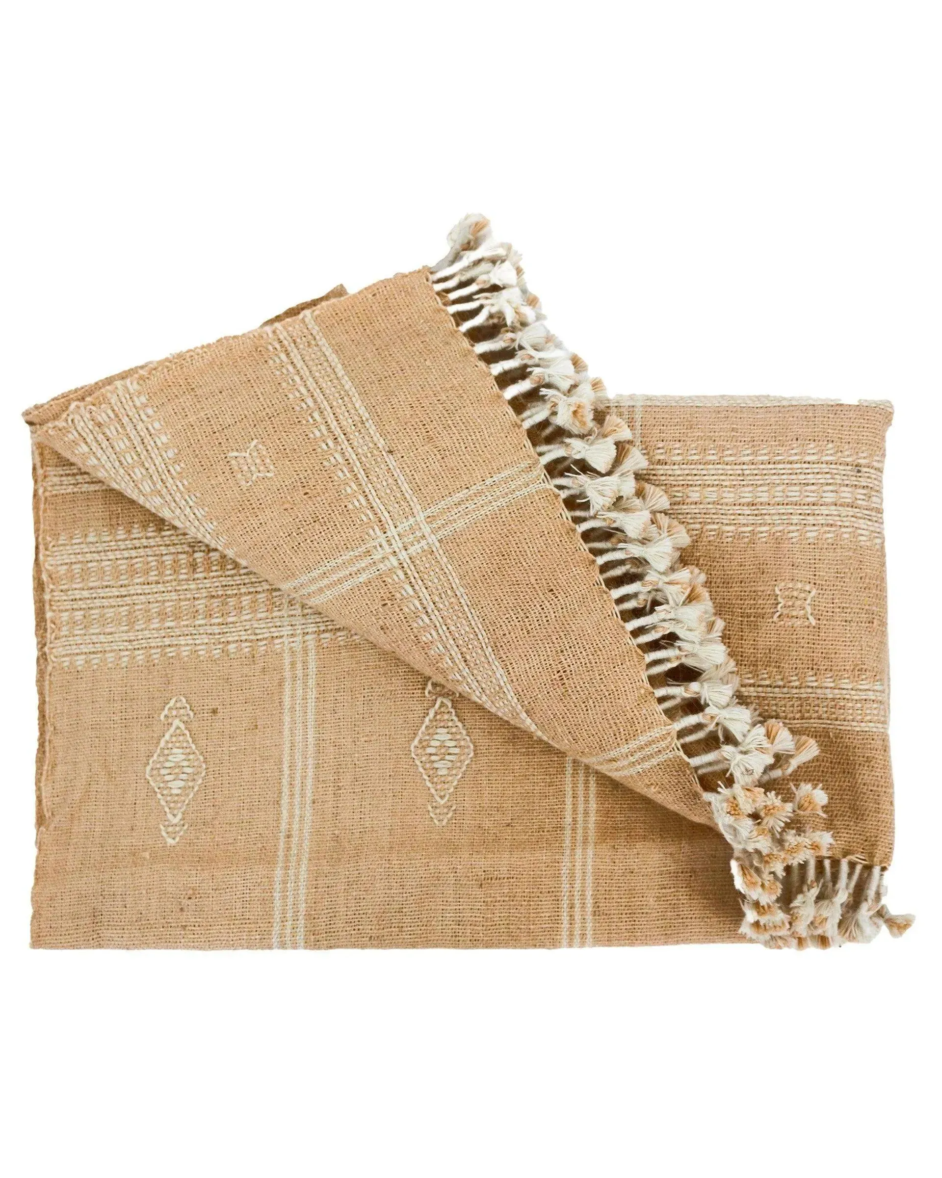 Handwoven Vintage Bhujodi Bed Throw - Rustic - 40 X 90