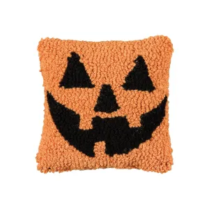 Jack-o-Lantern Hooked Mini Pillow