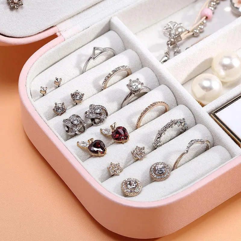 Jewelry Storage Box Double earrings ring flannel portable Box