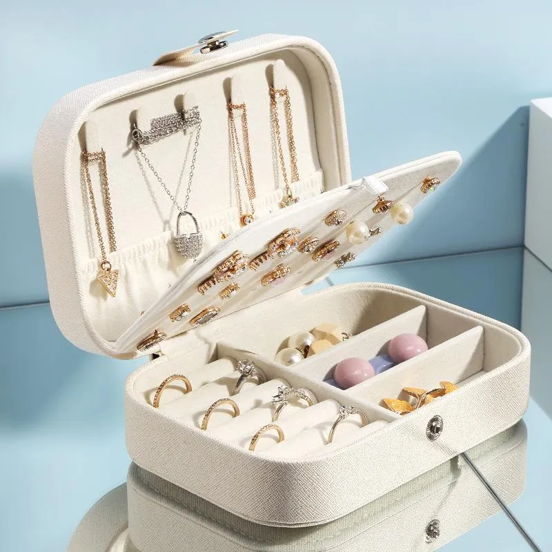 Jewelry Storage Box Double earrings ring flannel portable Box